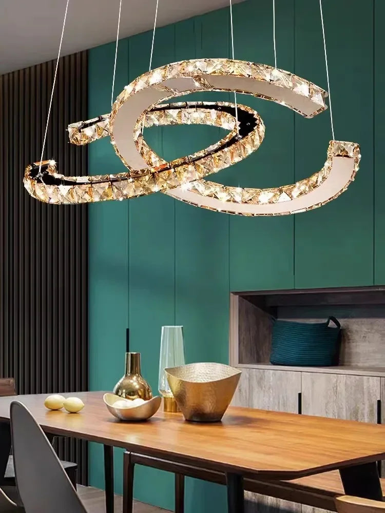 Modern 2024 New Special-shaped Crystal Chandelier Modern Simple Decoration Living Room Dining Room Home Decoration