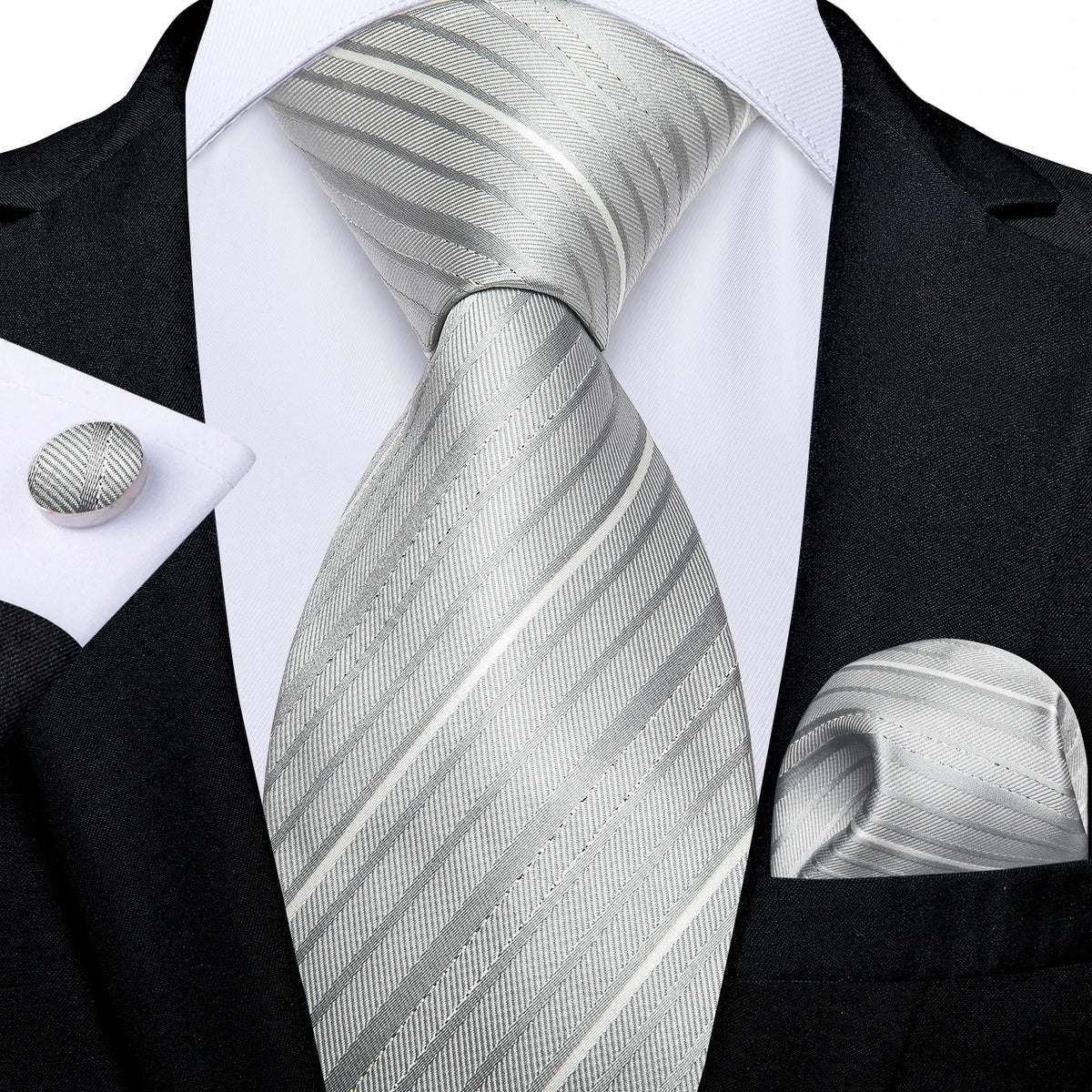 8cm Men's Polyester Ties Pocket Square Cufflinks Green Gold Paisley Wedding Party Accessories Necktie Gift