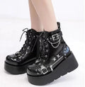 New Gothic Style Platform Vampire Cosplay Women Mid-calf Boots 2026 Winter Wedges Comfy Women Motorcycle Boots Shoes