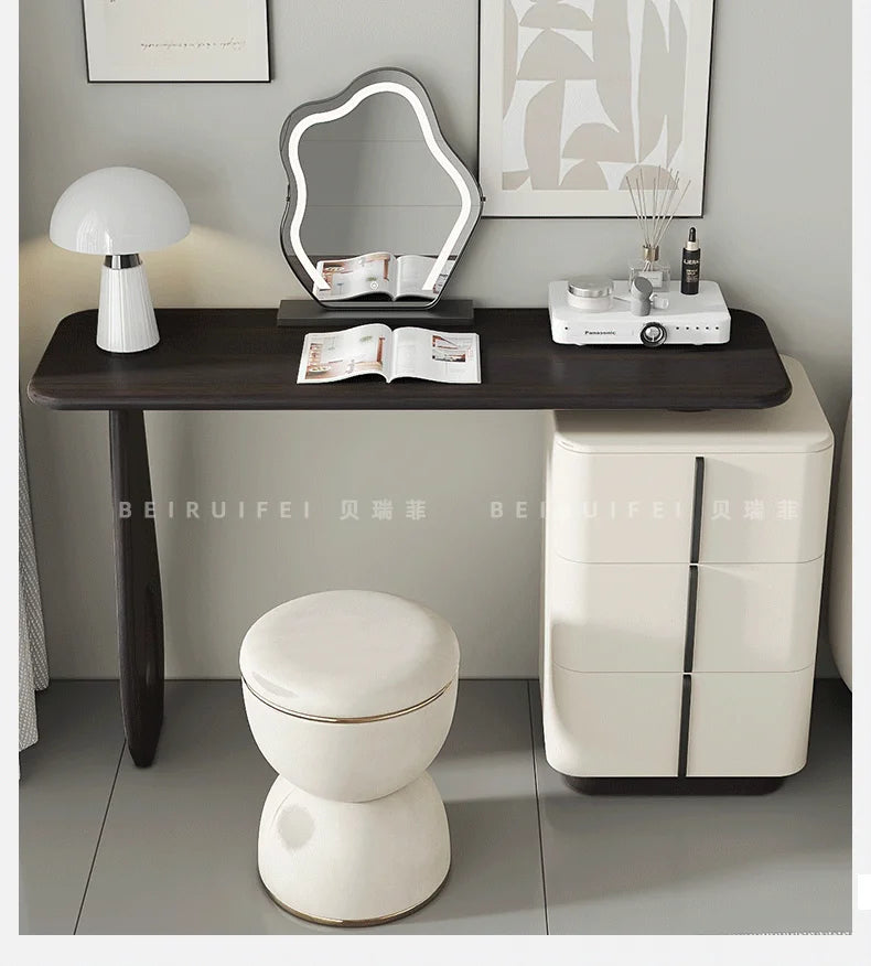 Modern Mirror Lights Stool Vanity Table Europe Set Women Kids Dressing Table Bedroom Organizer Luxury Tocador Mueble Furniture