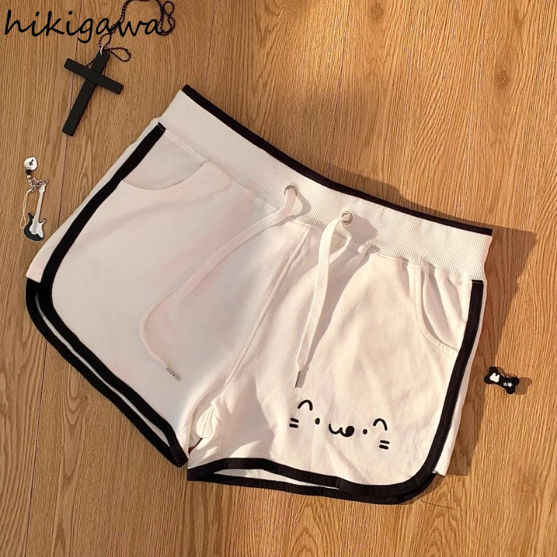 Women Clothing Japanese Shorts Bandage Casual Fashion Summer Y2k Pants Bear Anime Print Booty Shorts Pantalones Cortos De Mujer