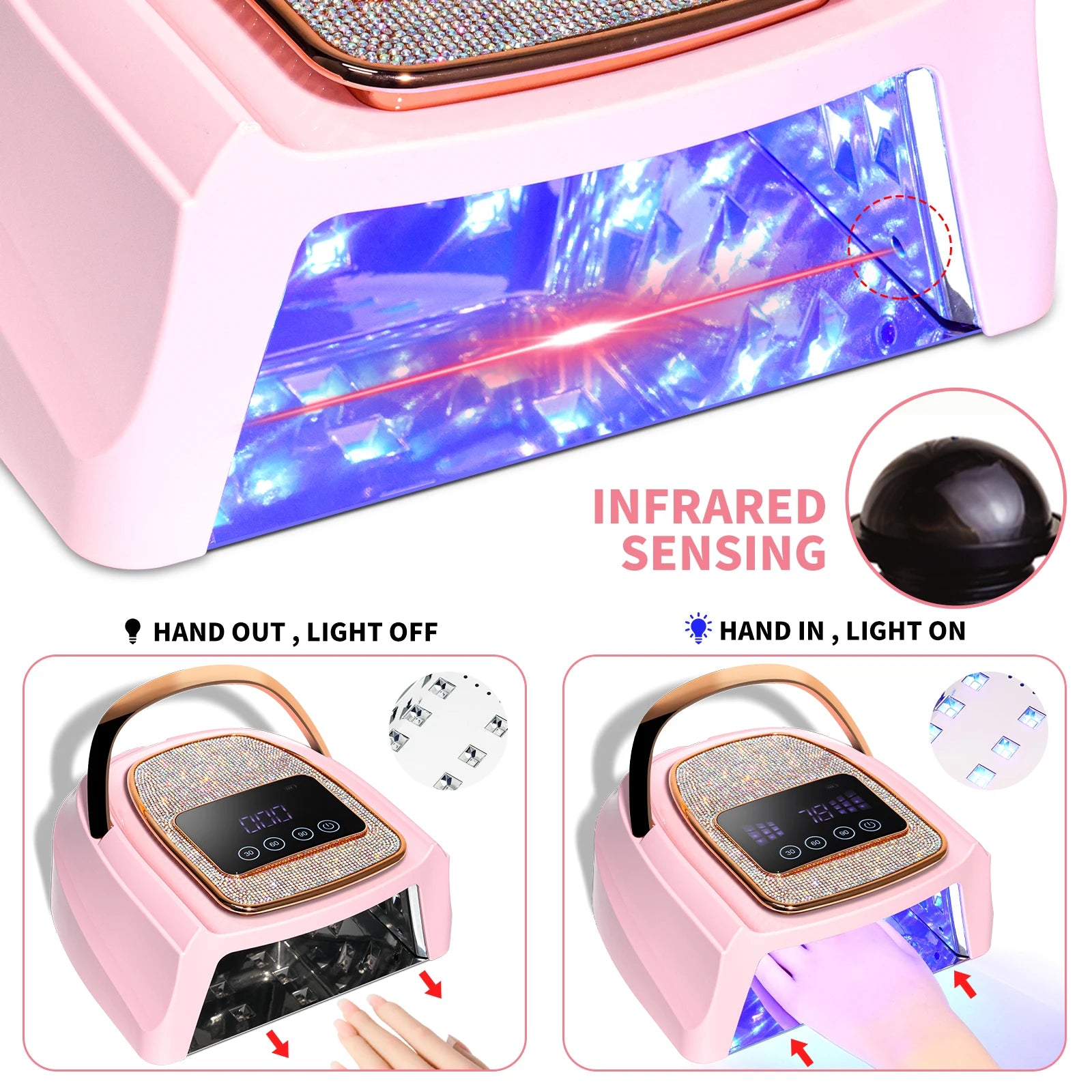 Professional UV LED Nail Lamp Rechargeable 30 LED Nail Dryer Suitable for All Gel Nail Polish Curing Lamps Manicure Salon Tools