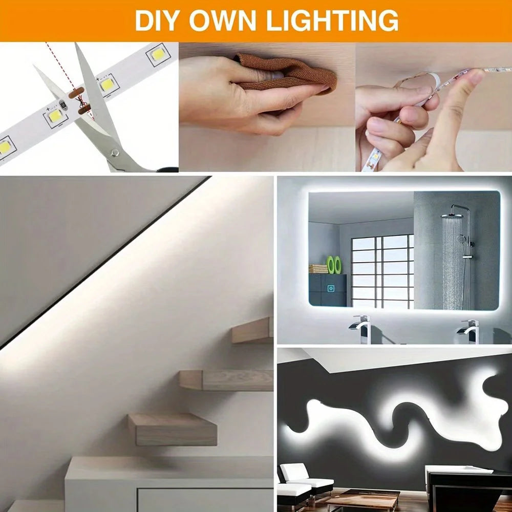 5V USB LED Strip Lights with Battery Box 1m‑10m High Brightness for Bedroom Kitchen Stairs Party
