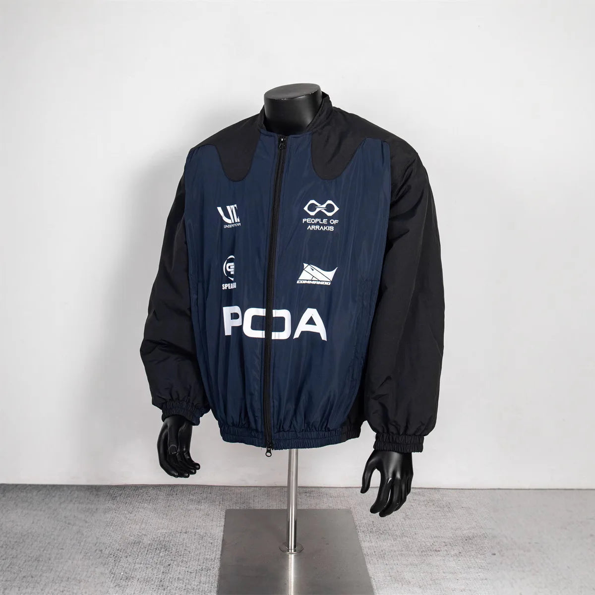 Undermycar POA Racing Suit Multi-color Printed Cotton Jacket VIBE Streetwear V-neck Couple Shoulder-Padded Coat