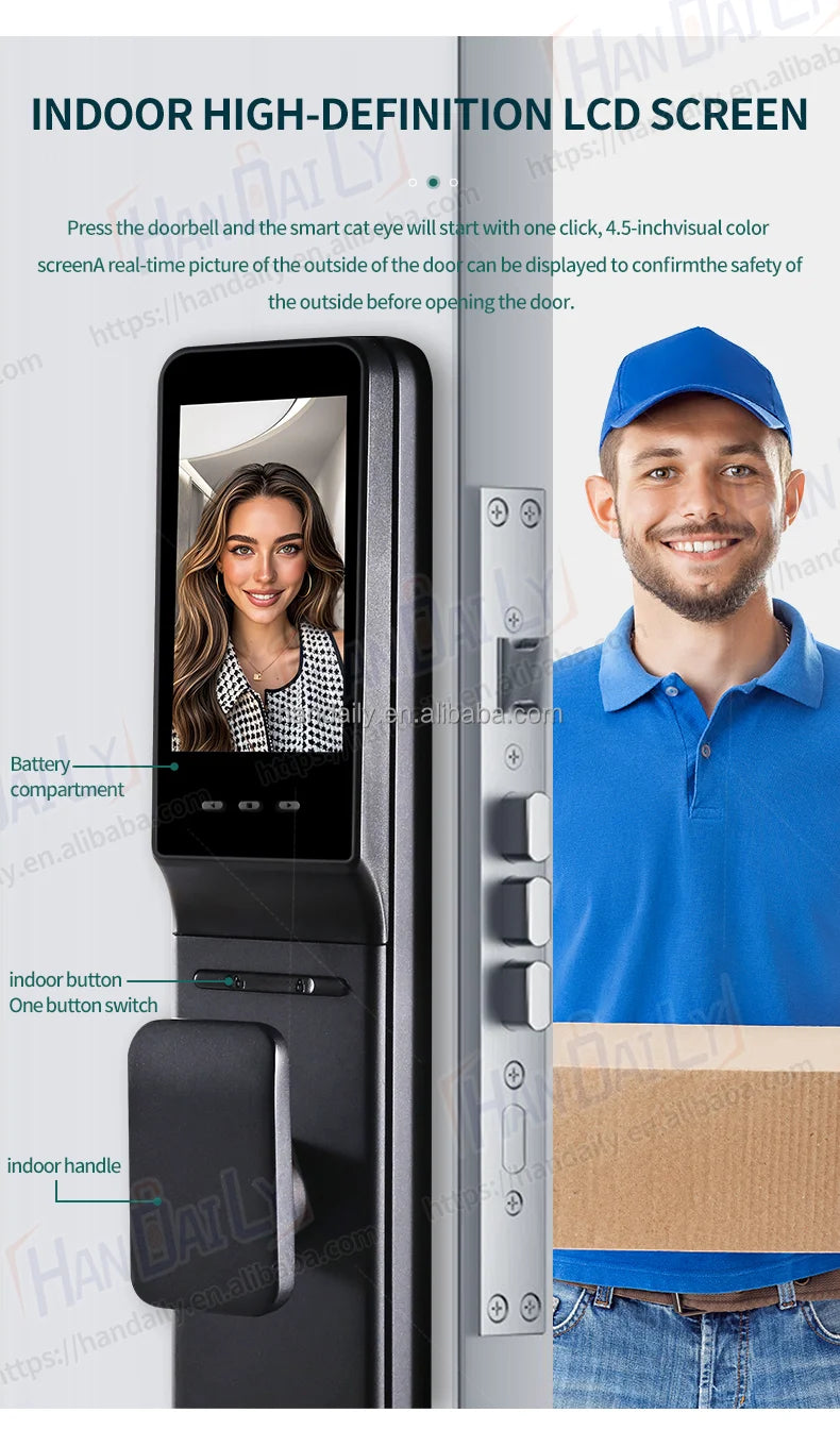 Waterproof App Smart Real Time Video Call Digital  3D Face Recognition Smart Biometric Fingerprint Digital