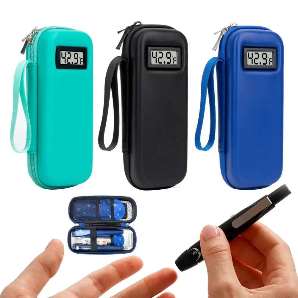 Insulin Refrigerator with Digital Temperature Display, Portable Insulin Cooler with 2 Long-Lasting Ice Packs for 8-12 Hours Cool