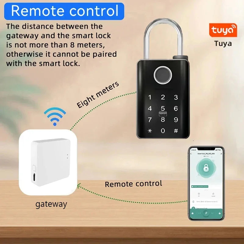 Tuya Smart Door Lock Fingerprint Padlock Password APP Card Key Unlock 7mm 10mm Smart Padlock Waterproof Electronic Lock