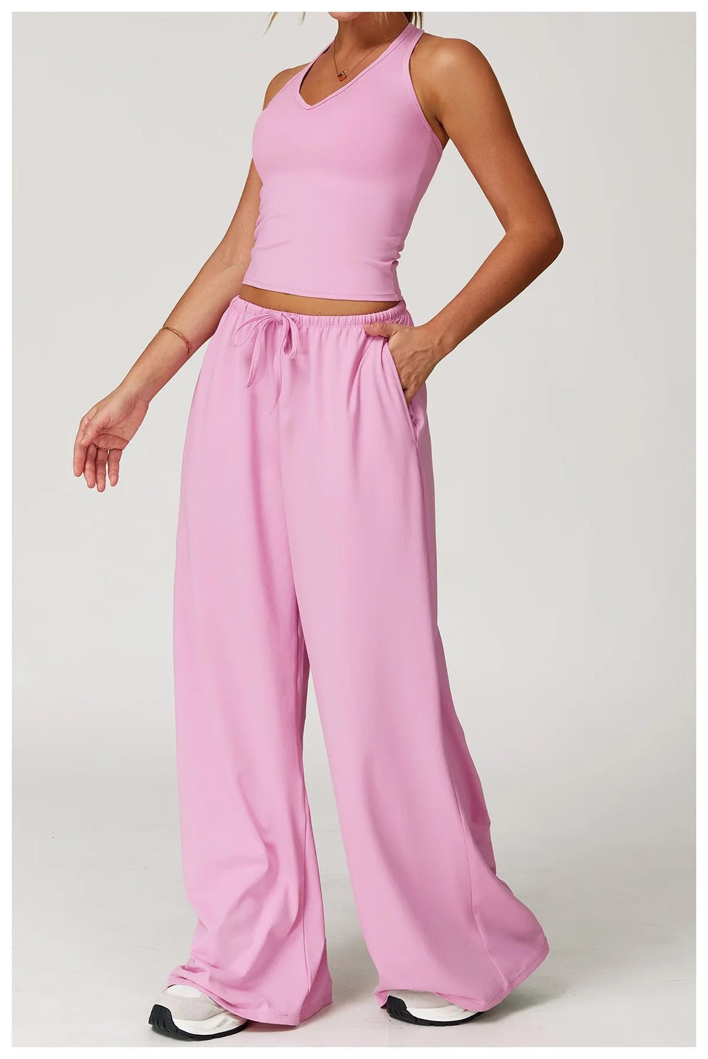 Women's High Waist Drawstring Yoga Pants Hanging Wide Leg Loose Casual Pants Women's Sports Pants Fitness Running Elastic Pants