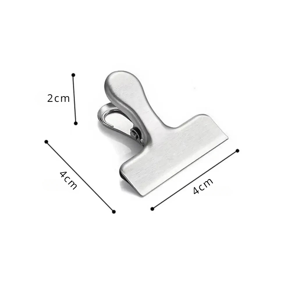 3PCS Stainless Steel Bag Clipsf For Food Heavy Duty Metal Silver Food Clips Office Paper Clamps Air Tight Seal Snack Clips