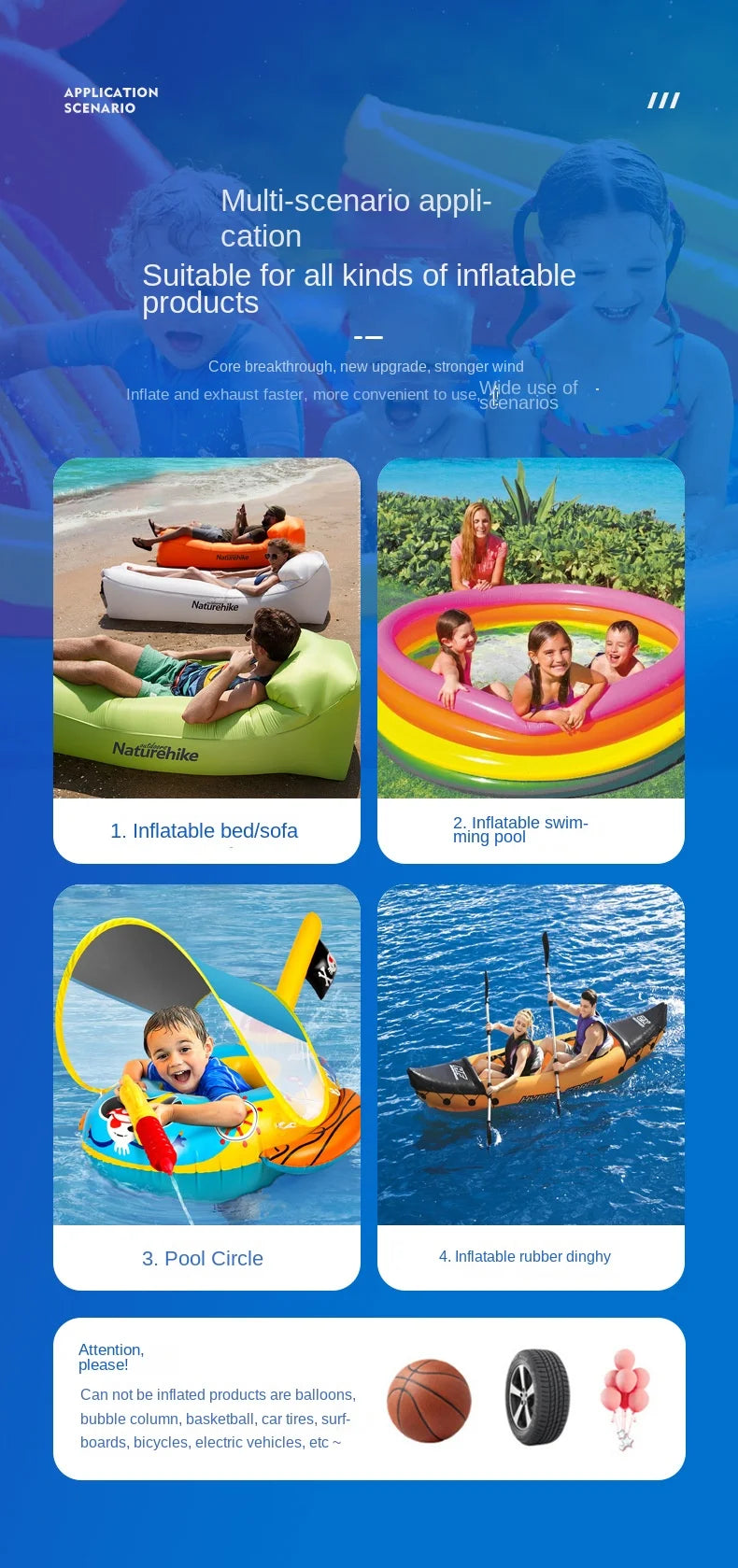 ZJ106 1200W Powerful High-powerhot Selling Marine High Pressure Inflatable Tent Inflatable Boat Inflatable Boat Pump 220V
