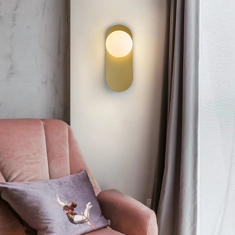 Modern LED Wall Lamps Black Gold Glass Ball Wall Sconces Living Rom Bedroom Hotel Decor Wall Lights Bedside Lights Aisle Lamp G9