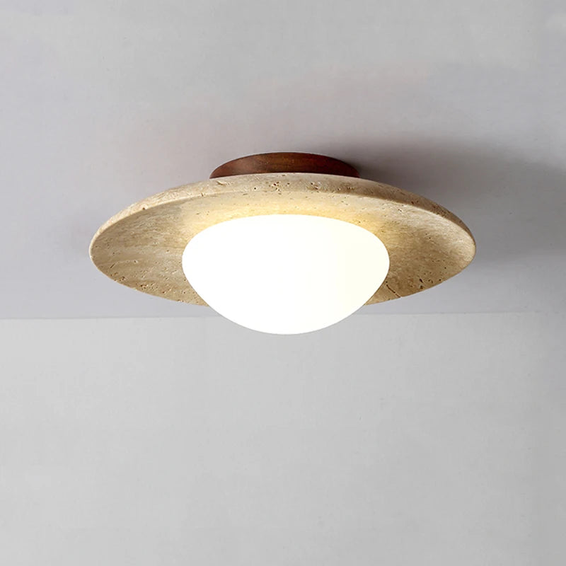 Japan Wabi Sabi Cream Natural Stone Porch Balcony Lighting Modern New Style Fresh Disc Shape Home Room Decoration Ceiling Lamp