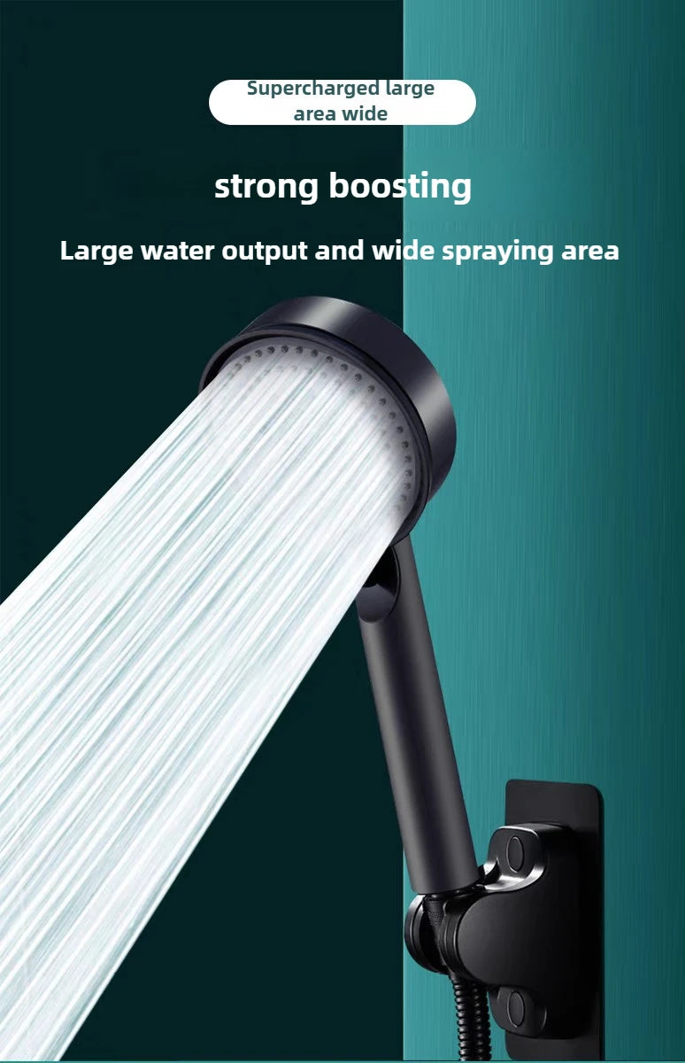 Black 5 Modes Shower Head Adjustable High Pressure Water Saving Shower Head Water Massage Shower Head Bathroom Accessories