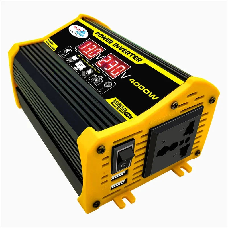4000W Inverter Converter Adapter 12V to 110V 220V Voltage Transformer Car Power LED Display Dual USB Home Car Modified Sine Wave