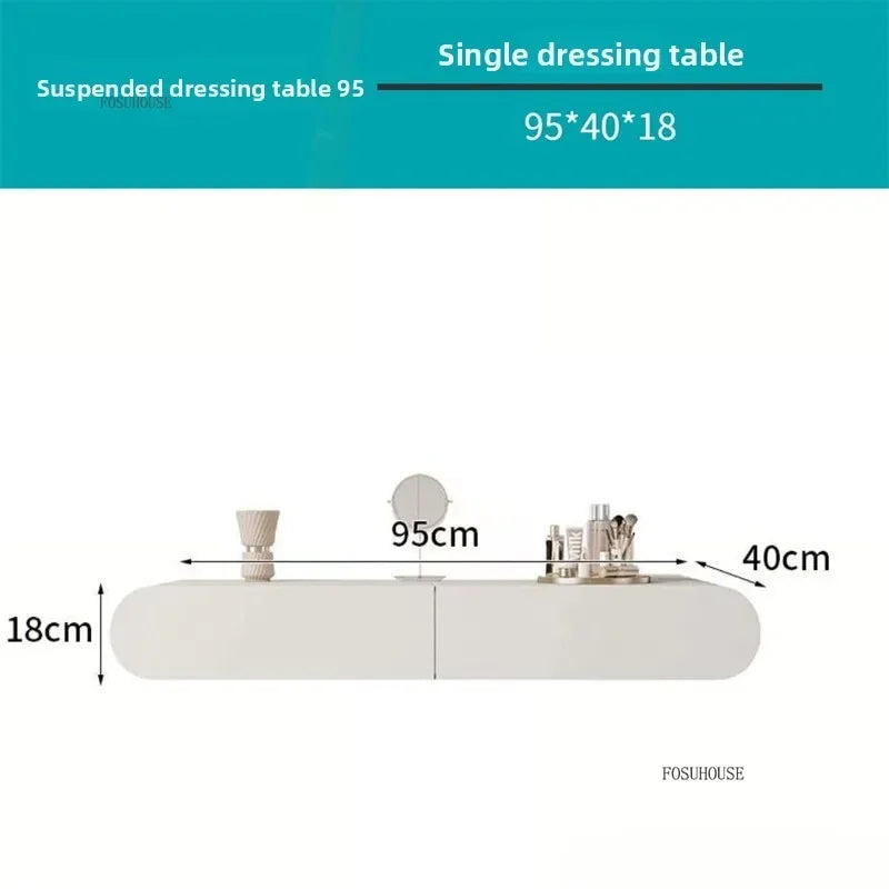 Nordic Wall-mounted Makeup Vanities with Full-length Mirror Vanity Desk Creative Bedroom Furniture Wooden Storage Dressing Table