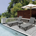 Aluminum Chaise Lounge with Side Table, 5-Position Adjustable Backrest & Wheels, All-Weather Outdoor Patio Furniture, Customized
