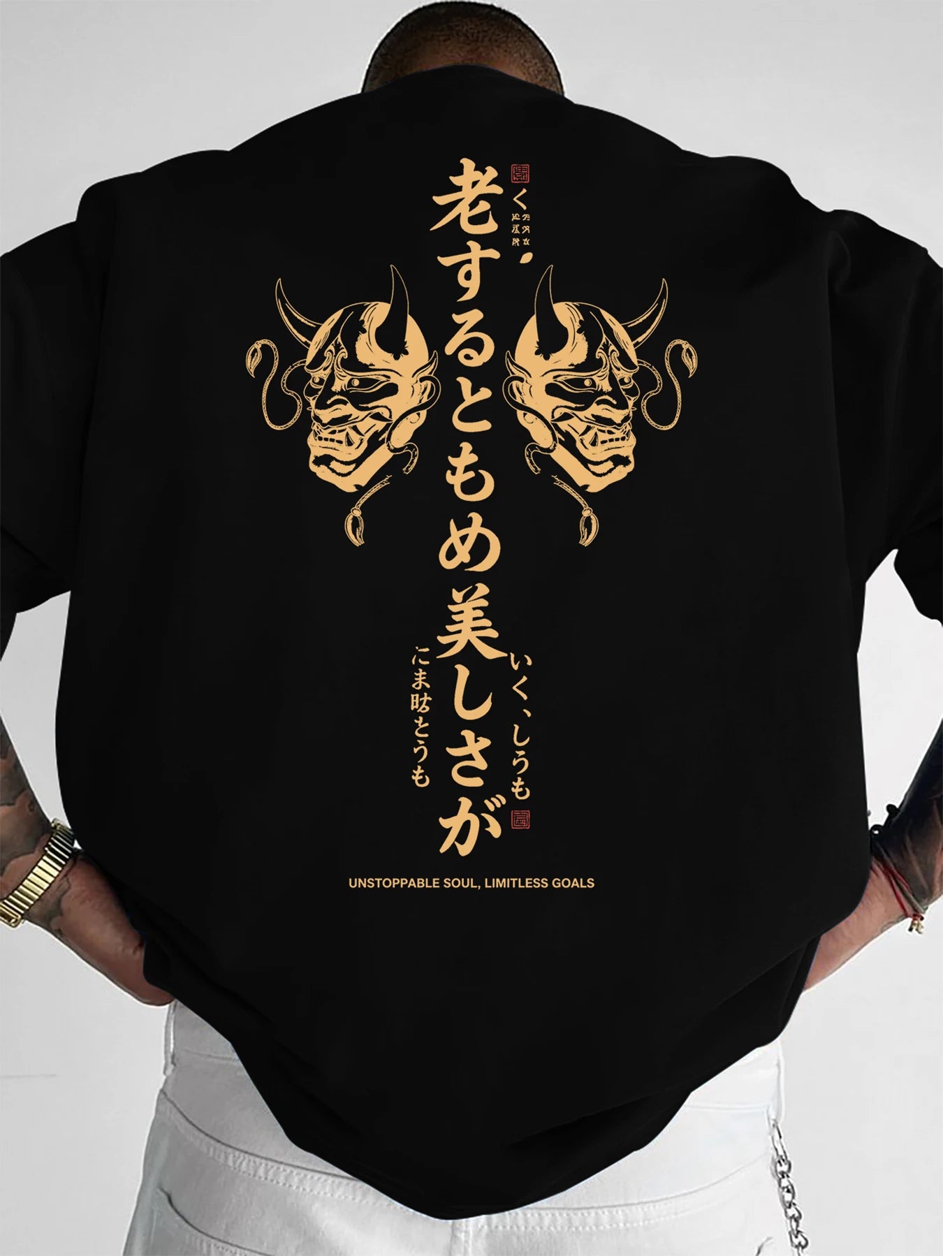 Summer Men's 100% Cotton T Shirt Japanese Style Mask Pattern Print Easy To Care For Fabric Suitable Anime Enthusiasts To Wear
