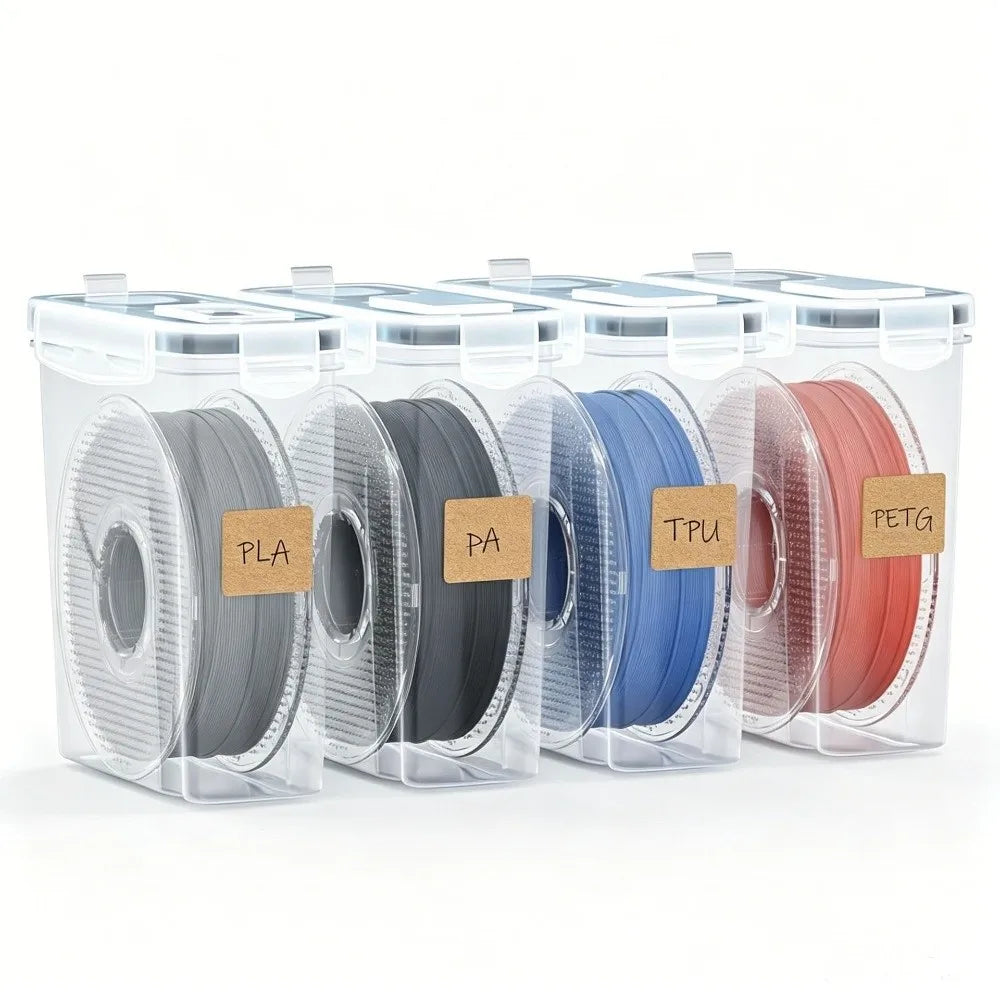 4Pcs Airtight 3D Printing Filament Container Dustproof Clear 3D Printing Filament Storage Box Moisture Proof Filament Dry Box