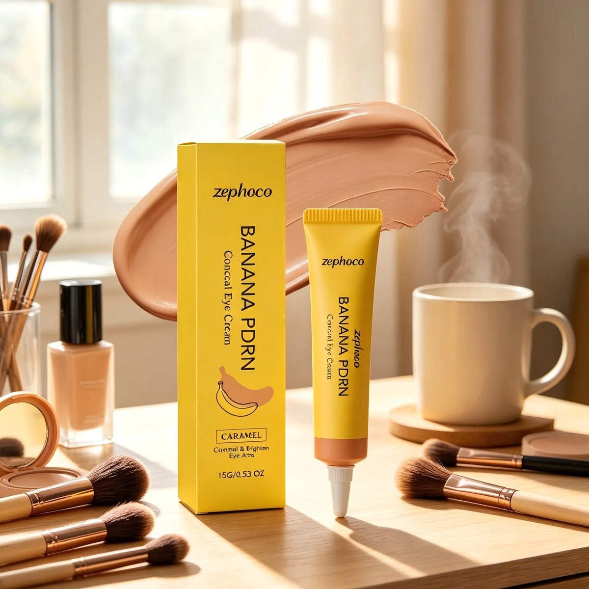 Zephoco Dark Circles Concealer Banana Pdrn Cover Blemishes Eye Brightener Lightweight Non-sticky Under-Eye Concealer Moisturizer