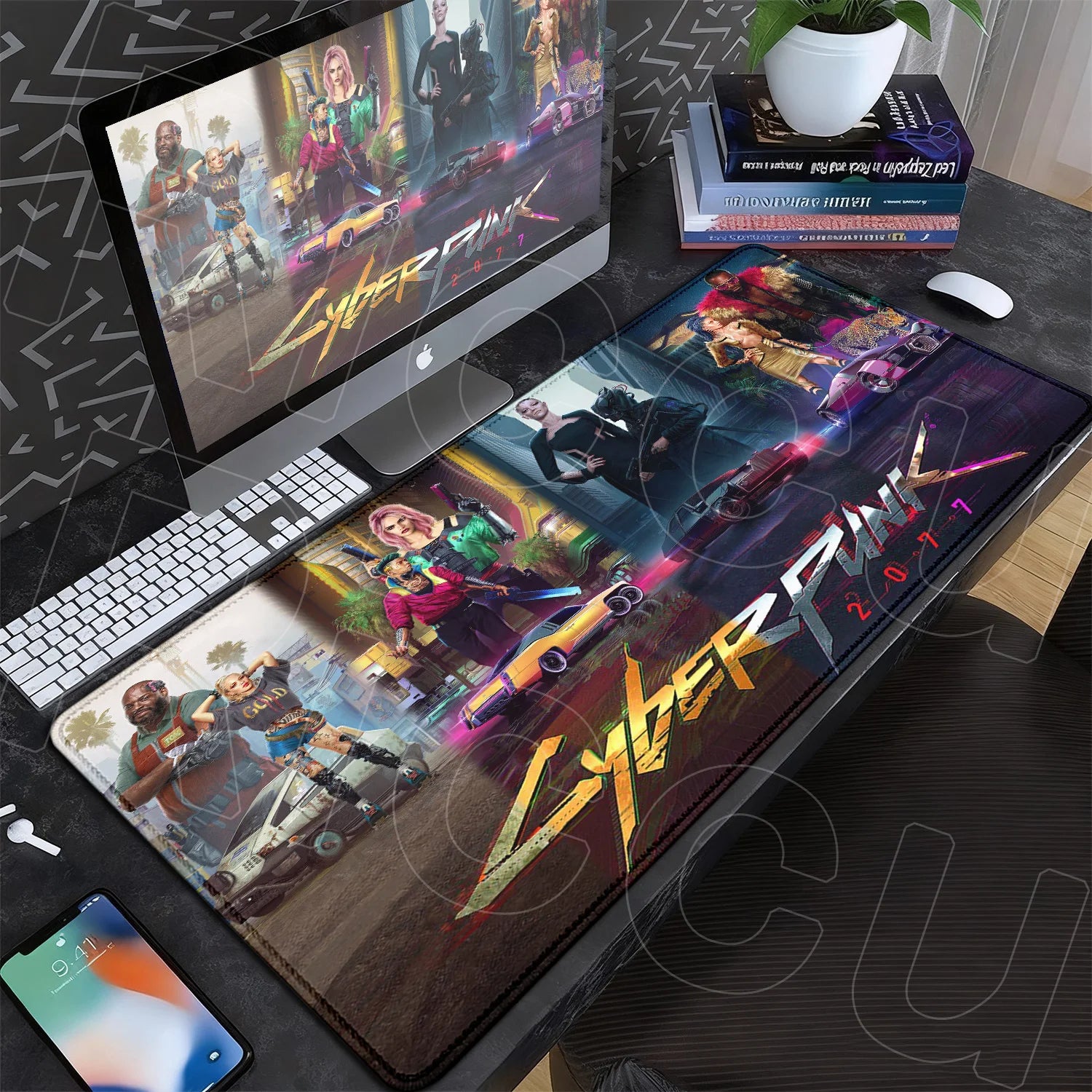 Black Gaming Mousepad XXL Rubber Non-slip Office Deskmat Anime Girl Playmat C-Cyberpunks Style Lock Edge PC Keyboard Accessories