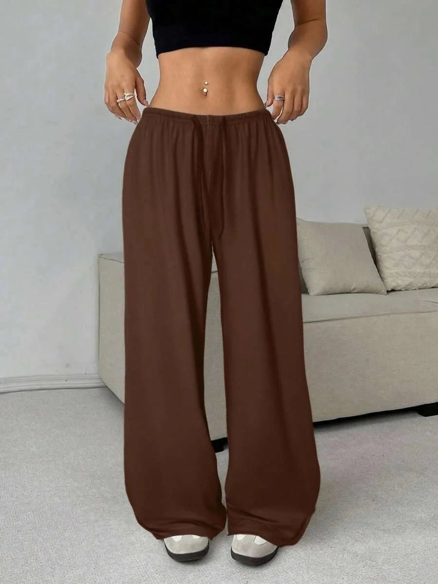 2026 Women's Casual Four Seasons Comfortable Loose Woman Pants Solid  Drawstring Elastic Belt Wide Leg Running Chic Women Pants