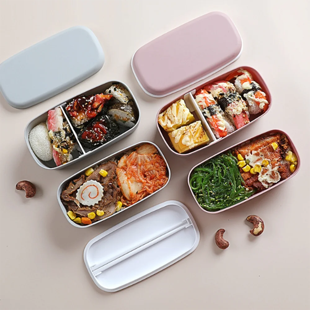 New Portable Leak-proof Food  Double-layer Bento Box Lunch Box  Lunch Box for Kids Food Container Food Storage Snack