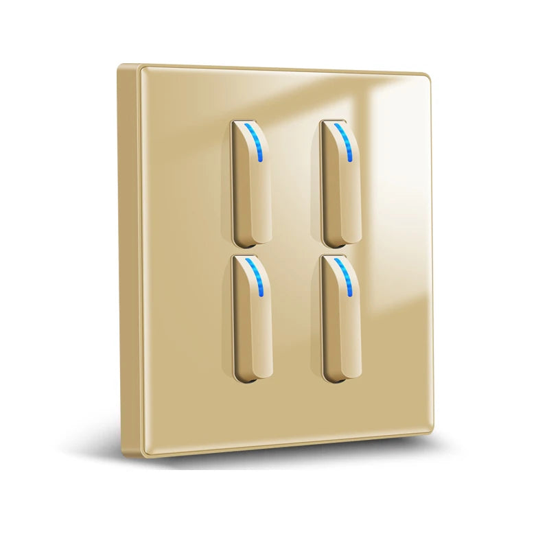 Wall Switch Light Switch 1 2 3 4 Gang Piano Button 1 Way 2 Way White Black Gray Gold Tempered Glass Panel L6