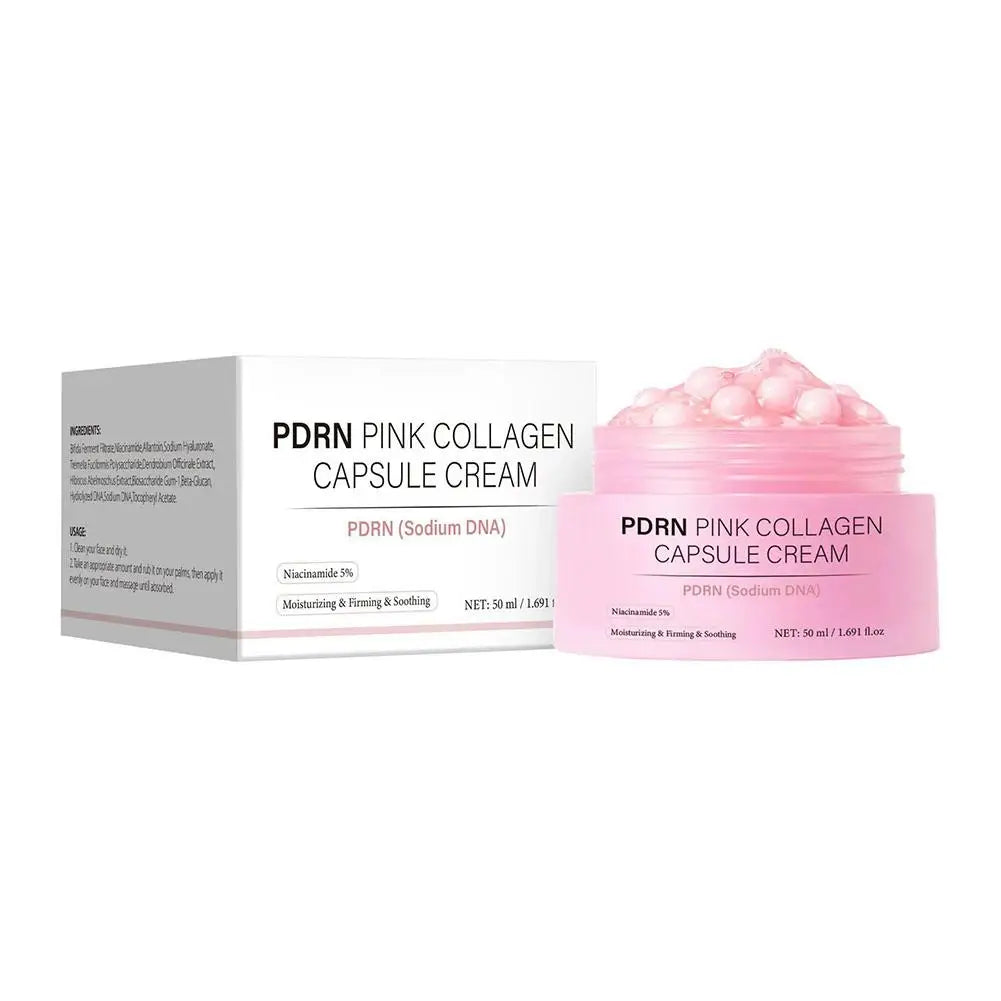 PDRN Collagen Capsule Cream with Niacinamide Rejuvenating Face Moisturizer Lightweight Plumping Cream Glow Skin Tone Skin Care