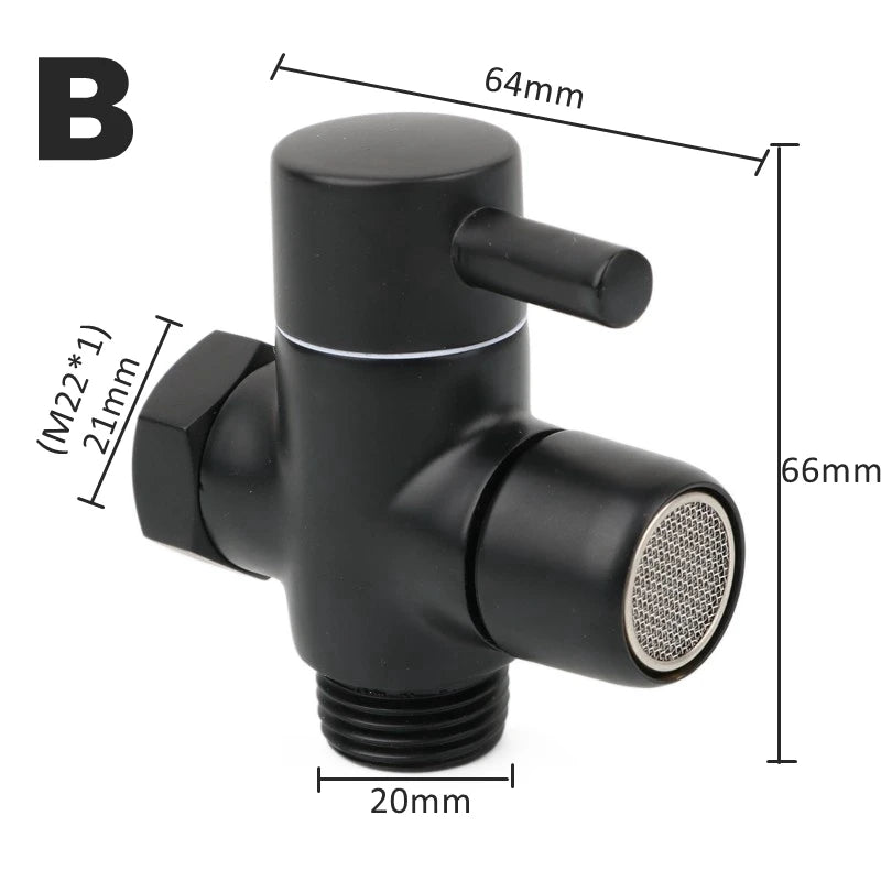 Black Brass Shower Arm Adapter G1/2’’ G3/4 Shower Diverter Valve For Handheld Shower Head Bathroom Kitchen Accessories