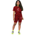 Women Solid Sporting Casual Two Piece Set Short Sleeve Tee Top Biker Retro Shorts Printed Pants Girl Tracksuit Gothic Outfits