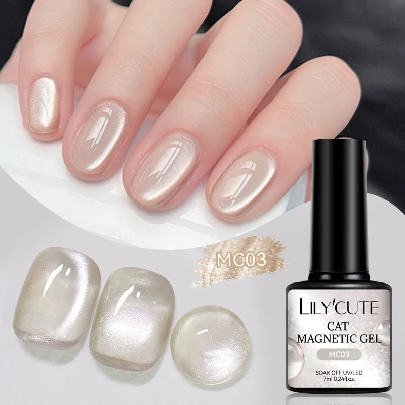LILYCUTE 7ml Gold Coffee Cat Magnetic Gel Nail Polish Autumn Winter Nails Ultra Shine Moonlight Semi Permanent UV Gel Soak Off