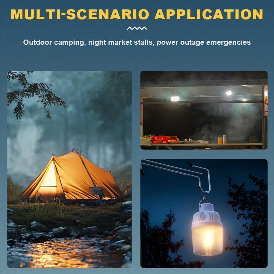 LED Camping Lights Rechargeable Flashlights 4 Lighting Modes Lamp Outdoor Portable Emergency Torch Hanging Lantern