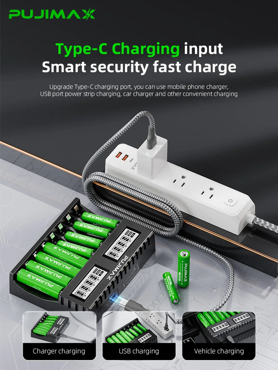 PUJIMAX AA/AAA 3400mWh 1100mWh 1.5V Li-Ion Rechargeable BatteryCharger Lithium Batteries For Mouse Flashlight Fan Game Machine