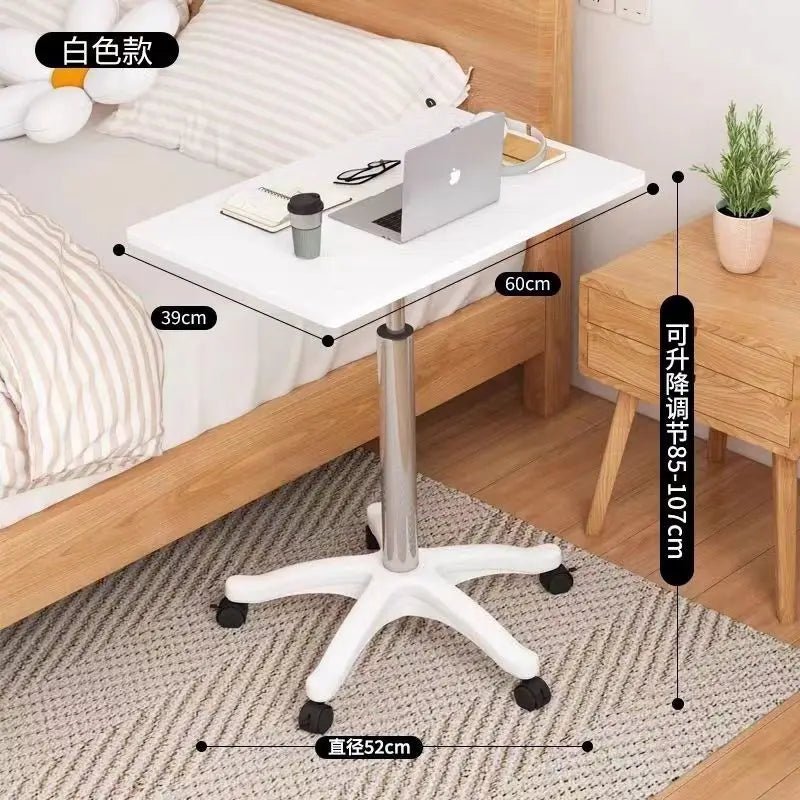 Modern Mobile Adjustable Desk, Dormitory Workstation, Small Bedside Table with Casters, Live Streaming Desk