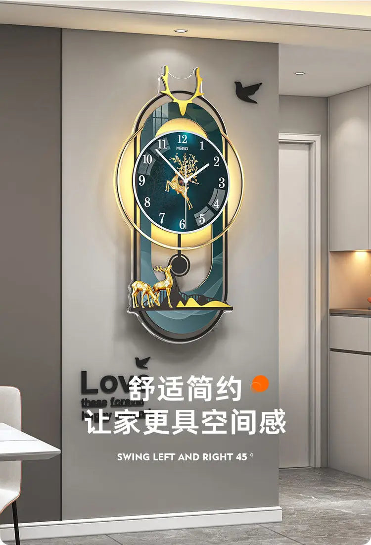 Luxury Wall Clock Living Room Modern Luxury Timepiece Creative Home Clock Wall Lamp Reloj Digital Pared Home Decoration Unusual