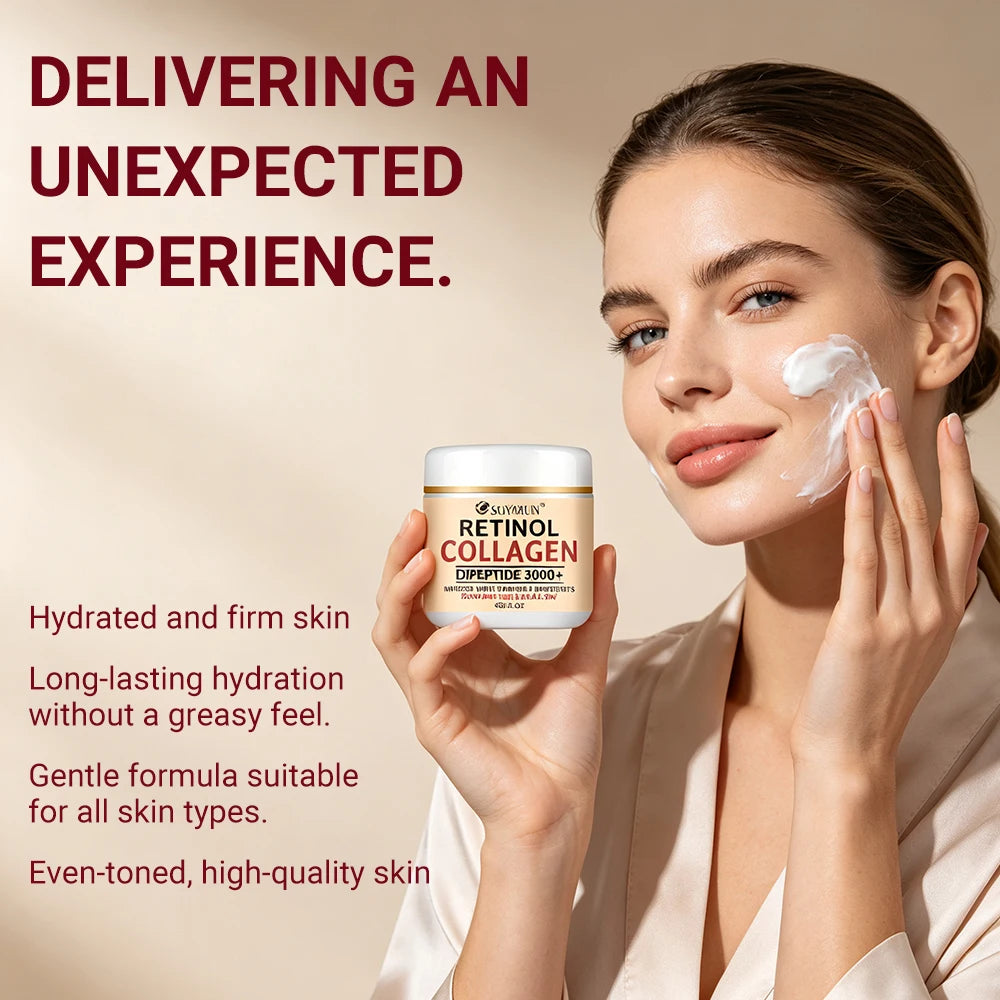 SUYARUN Retinol Collagen Face Cream Hydrating Moisturizing Anti-Aging Wrinkle Firming Night Cream for All Skin Types.