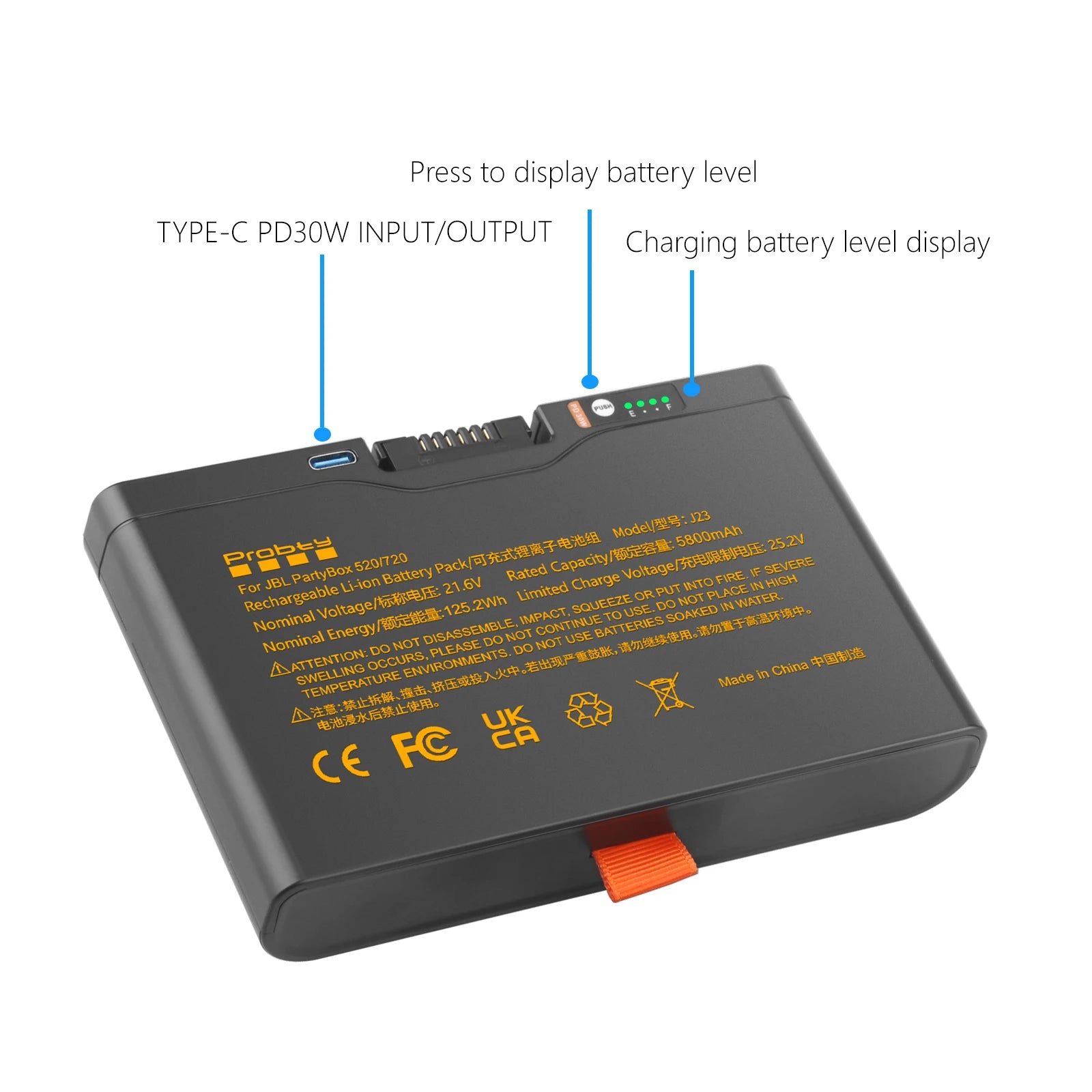5800mAh Replacement Battery for JBL Partybox 520 Partybox 720 BOOMBOX 4 Bluetooth Speaker with TYPE-C PD Fast Charging Port
