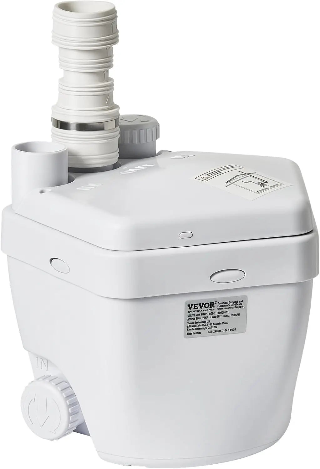 1/3 HP 120-Volt 1750 GPH Flow 18 ft Head Under-Sink Sump Pump System with Copper Wire Motor, Heavy-Duty Utility/Laundry Drain Pu