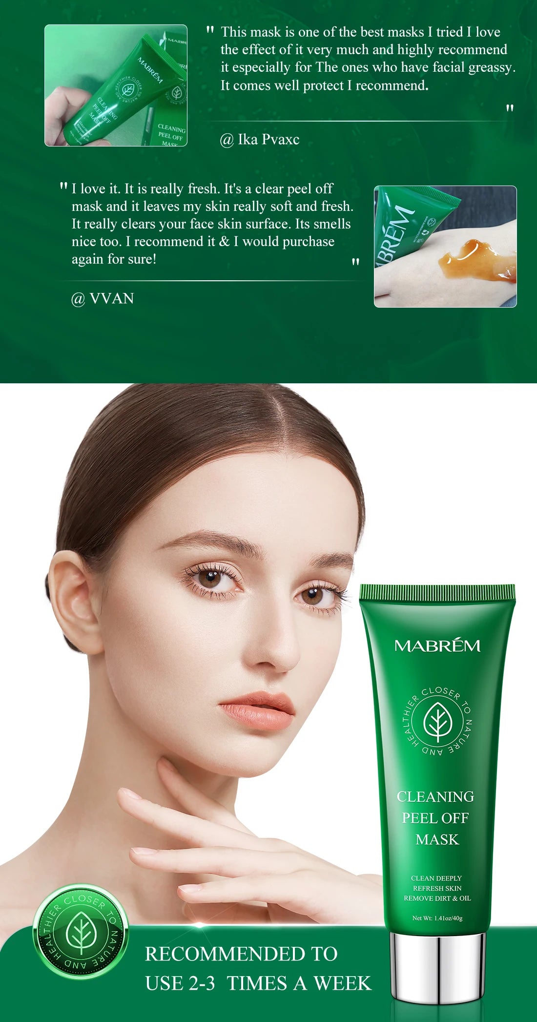 Plant Extract Cleaning Peel Off Mask Deep Clean Remove Blackheads Oil Dirt Refresh Bright Skin Pore Cleansing Facial Mask 40G
