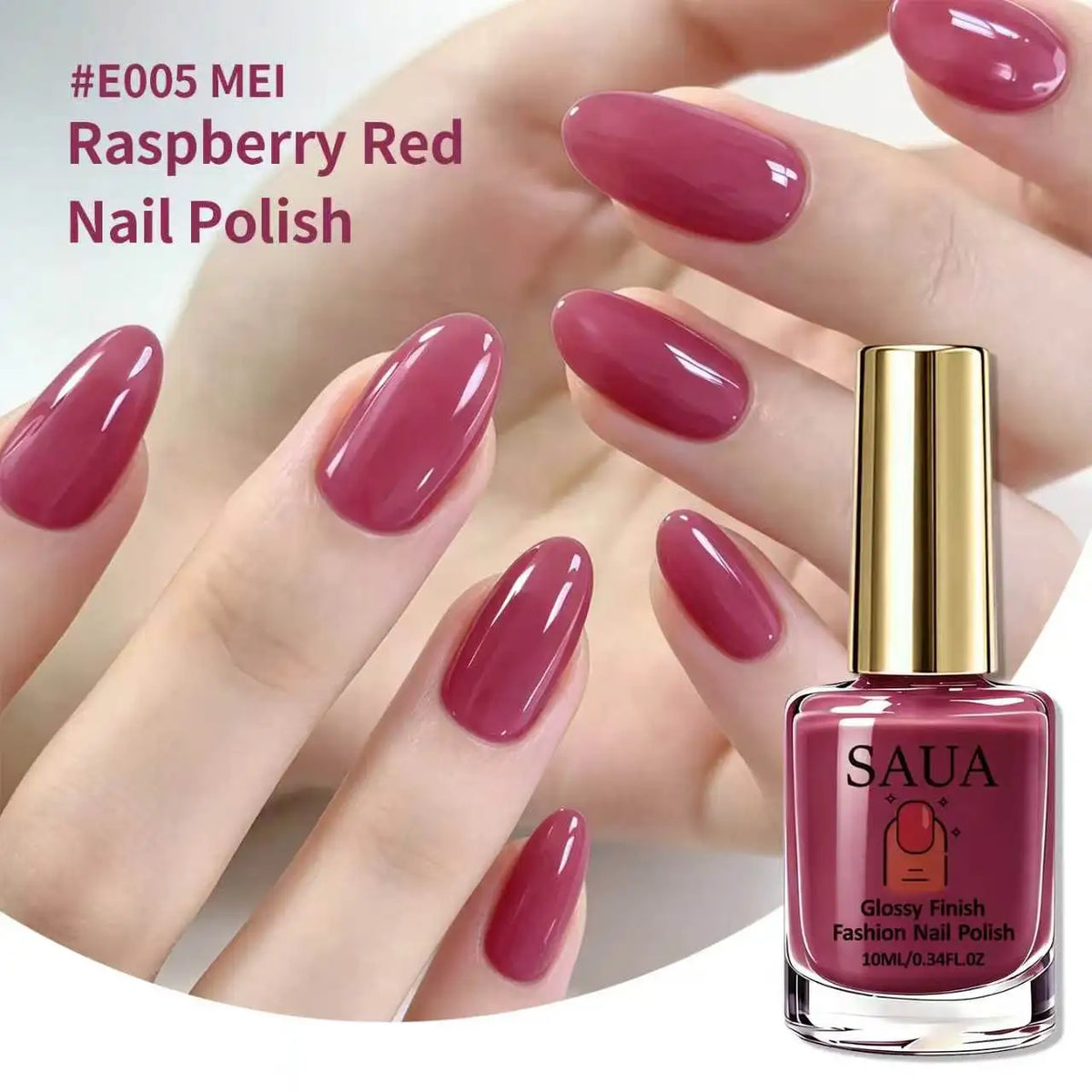 10ML Ice Transparent Plum Color Nail Polish, Berry Rose , No UV Lamp Needed, Long-Lasting, Convenient, Elegant Manicure