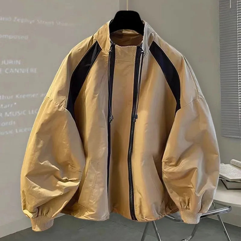 Casual Two Zippers Windbreaker for Women Loose Stand Collar Thin Outdoor Jacekts Women Spring Autumn Wind Jacekts Outerwears