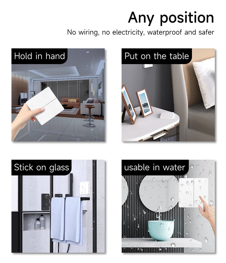 Outdoor Waterproof Smart Light Switch 1/2/3 Gang Tuya WiFi Self Powered No Battery Required with App & Voice Remote Control