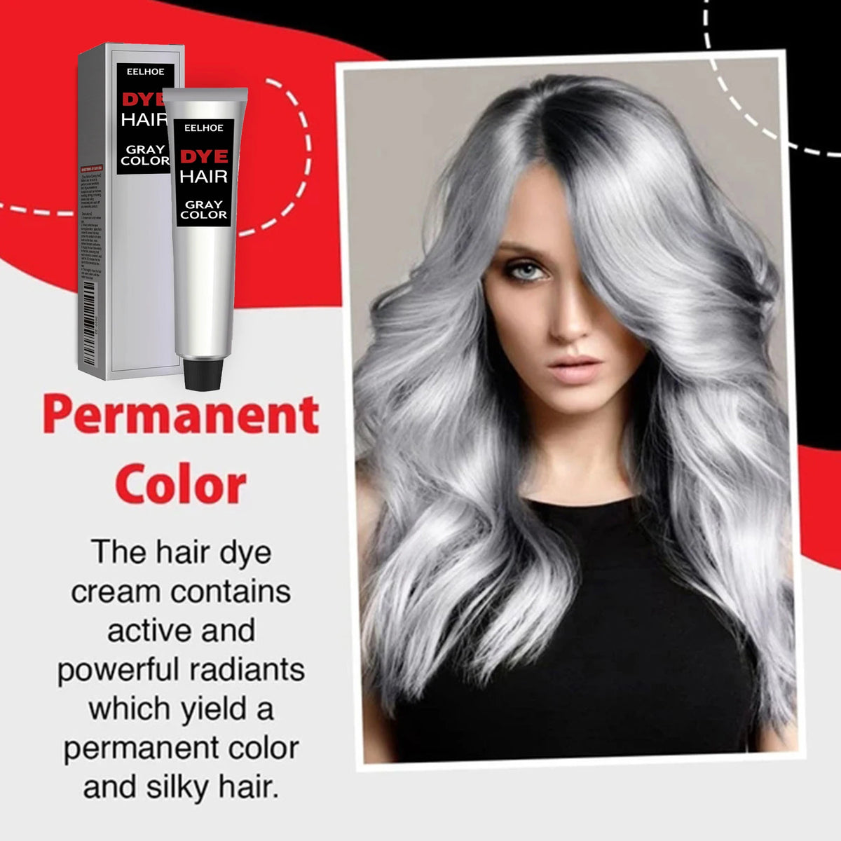 Fashion Hair Dye Cream Nourishing Enhancing Hair Luster Easy to Color Long Lasting Color Effect Grandma Grey Hairdressing Cream