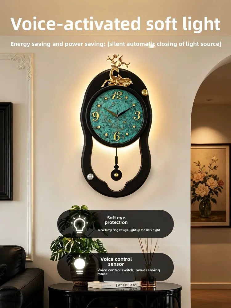 Retro French LED Wall Clock Watch Living Room Mute Pendulum Clock Elegant Taste Family Gift Art Decor Quartz Clock Home Decor