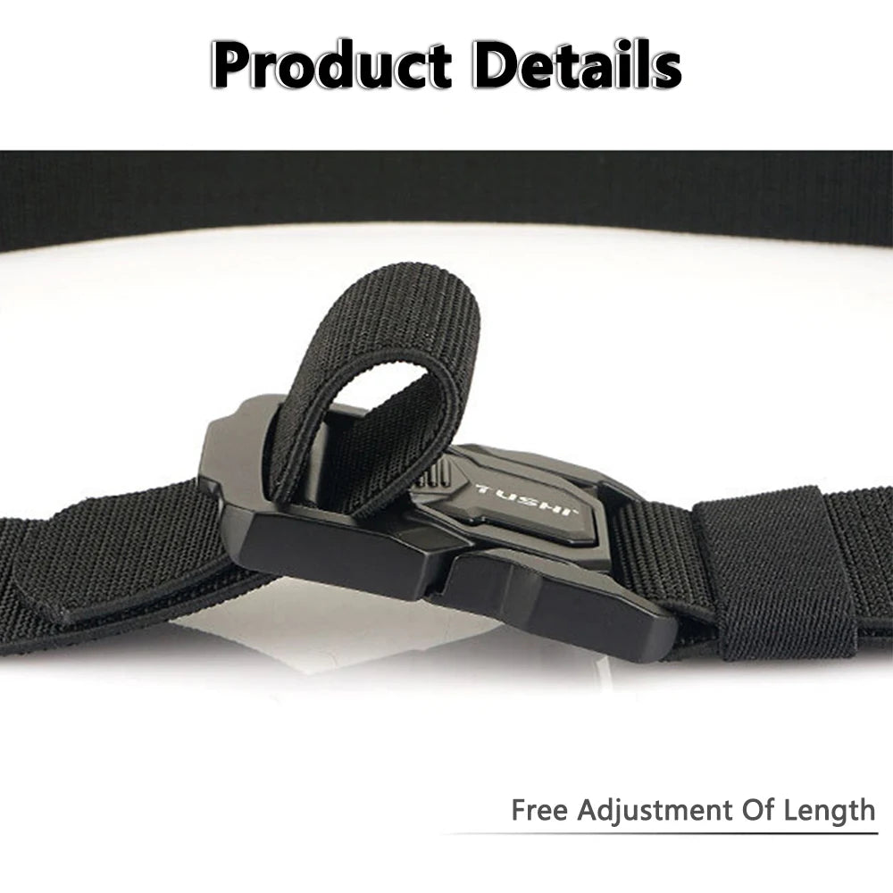 TUSHI New Tactical Outdoor Belt for Men and Women Aluminum Alloy Buckle Quick Release Elastic Belt Casual Belt Jeans Waistband