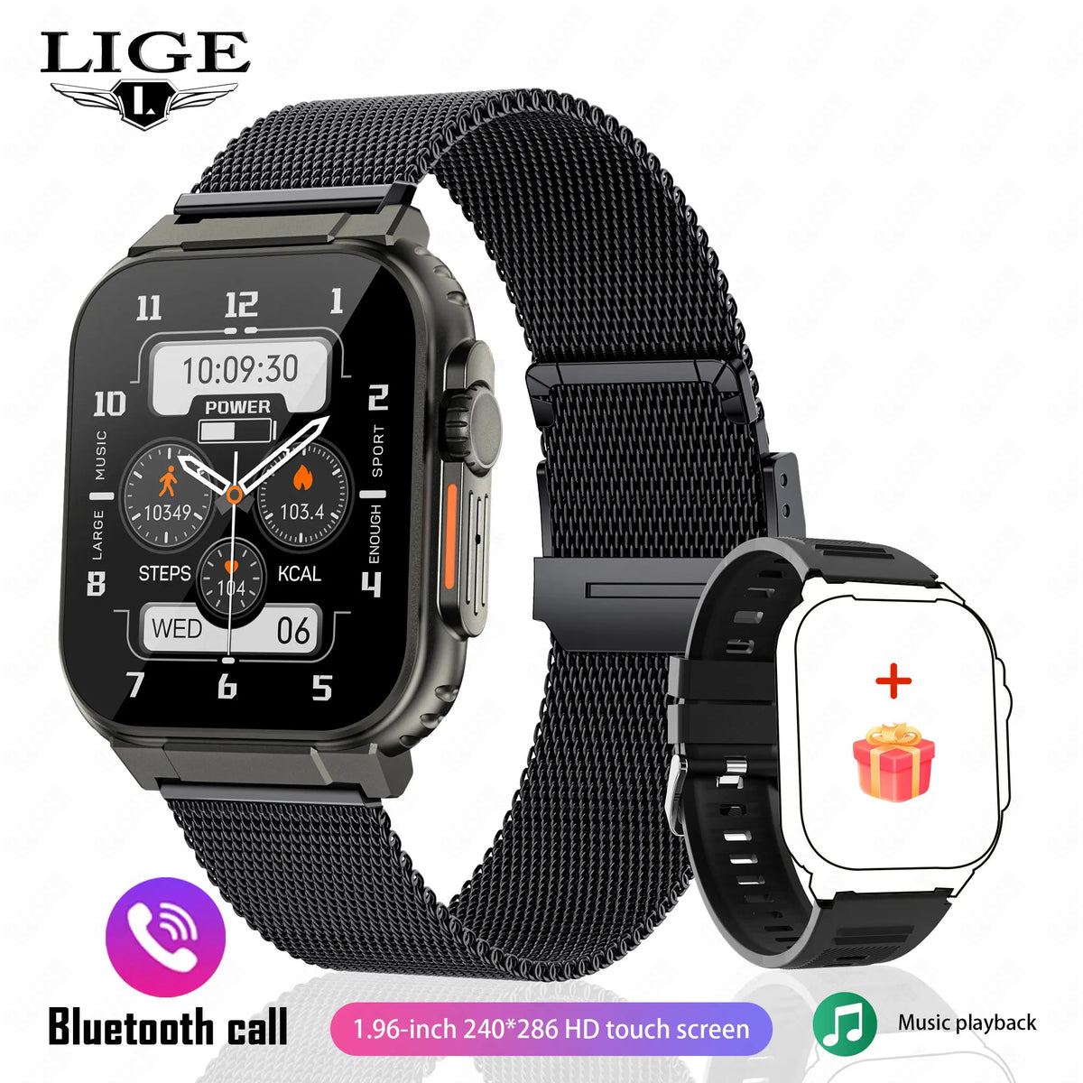 LIGE 600mAh New Smart Watch Men Outdoor Sports Fitness Bracelet Blood Pressure Clock IP68 Waterproof Men Smartwatch For Android