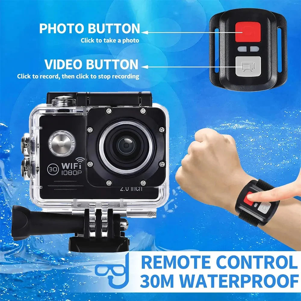 4K WiFi Action Camera Mini Waterproof DV Camcorder Outdoor 1080 Sport Bicycle Helmet Video Recording Cam with Remote Control
