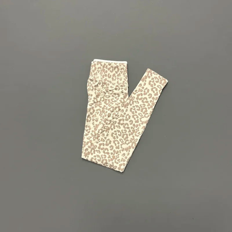 HISTELLO Seamless Sports Pants Leopard Print High Waist Scrunch Hip Shaping Elastic Tummy Fit Running Fitness Yoga Leggings
