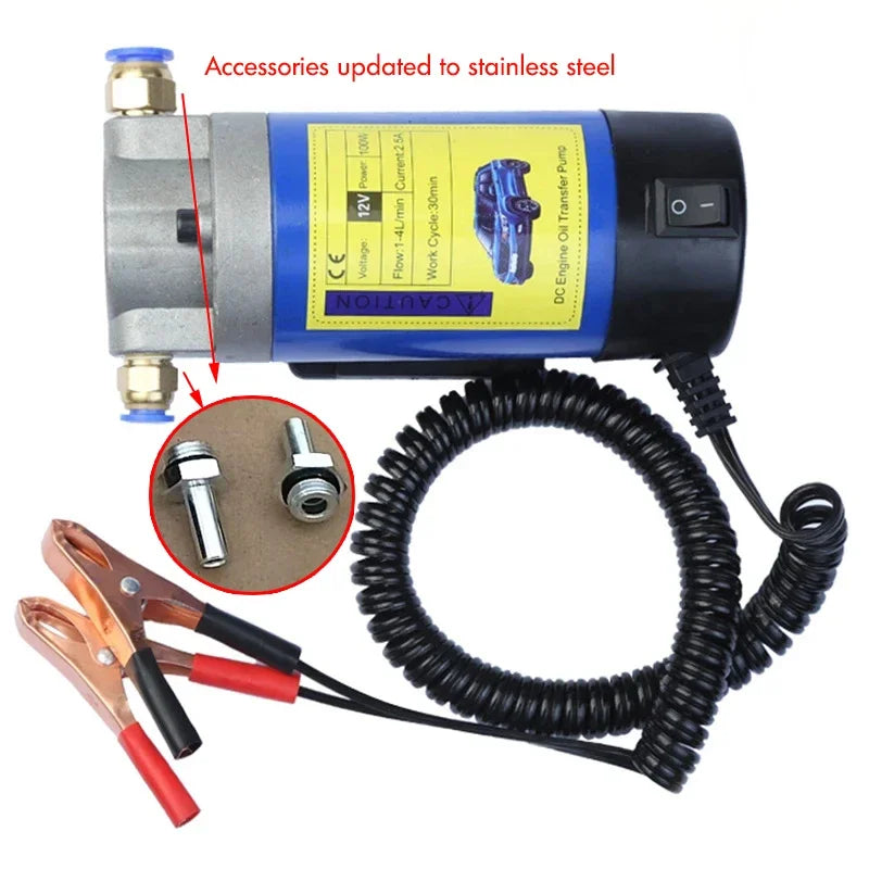 DC 12V / 24V Electric Transfer Pump Extractor Suction Oil Fluid Water Portable for Auto Marine Boat Diesel Car Motorbike