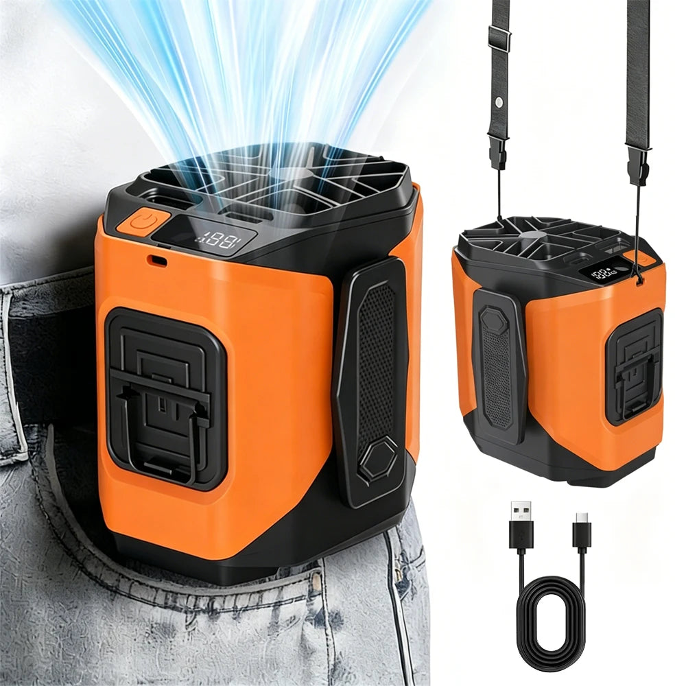 Outdoor Fan Portable Waist Hanging Neck Strong Dual Air Vents Fans for Travel Sports Courier Outdoor Working